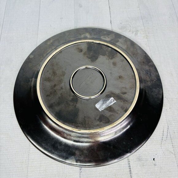 Cindy Crawford Metallic Bronze Hammer Rim Cream Ceramic Dinner Plates Set of 4 - Picture 3 of 16